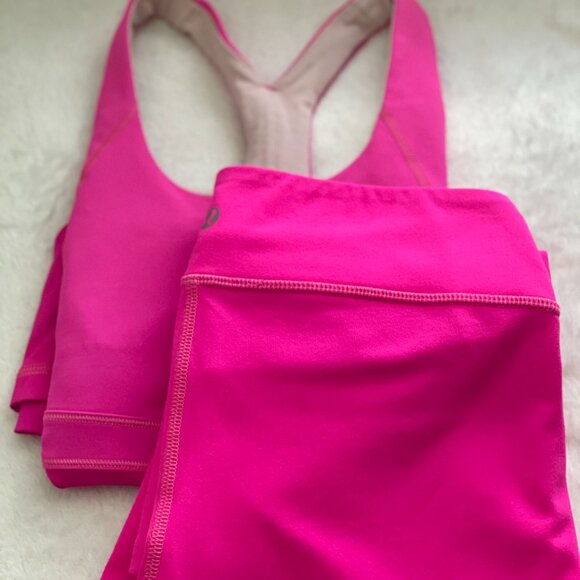 LULULEMON Pink Matching Set Pants and Tank Top w Support B/C Cup Size 2 - Picture 11 of 11